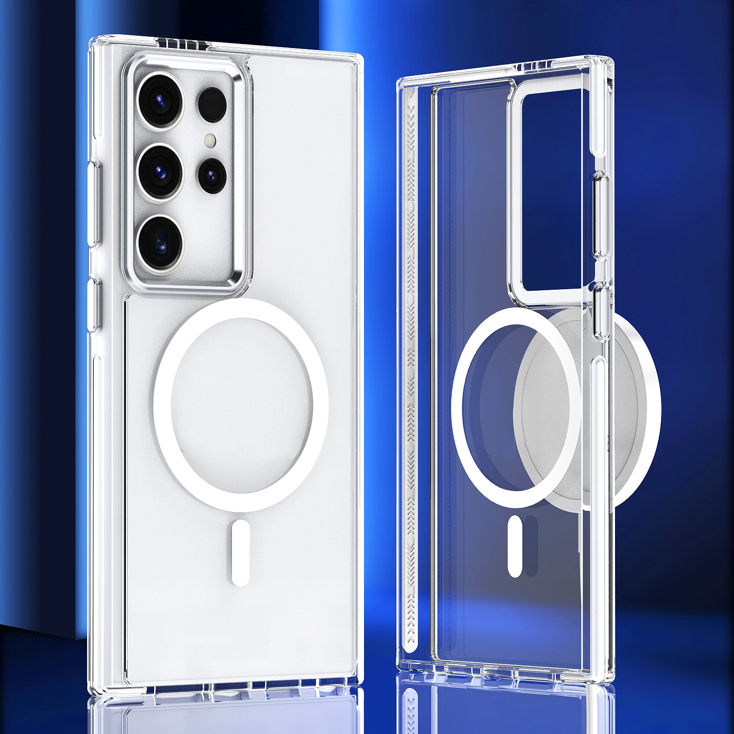 Luxus magnetische kabellose Aufladung weiches Silikon für Magsafe Fall für Samsung Galaxy S24 S23 Ultra Plus transparente Schock abdeckung: ABS / Freier Raum