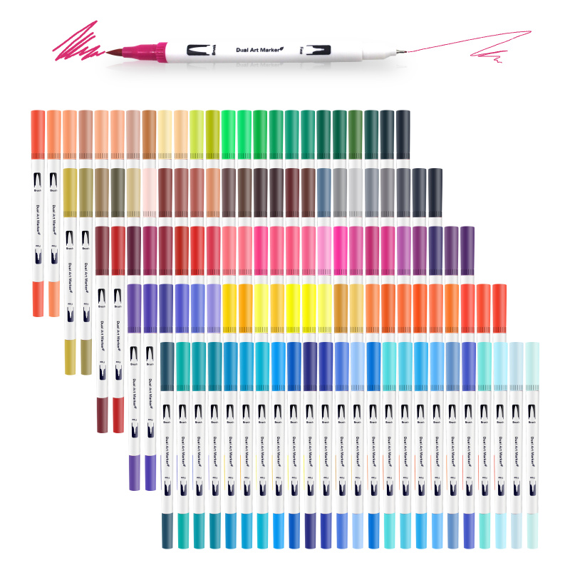 12-120 farger tusj tegning akvarell kunst tusjer dobbel pensel fineliner fargeleggingspenn sett til kalligrafi maleri