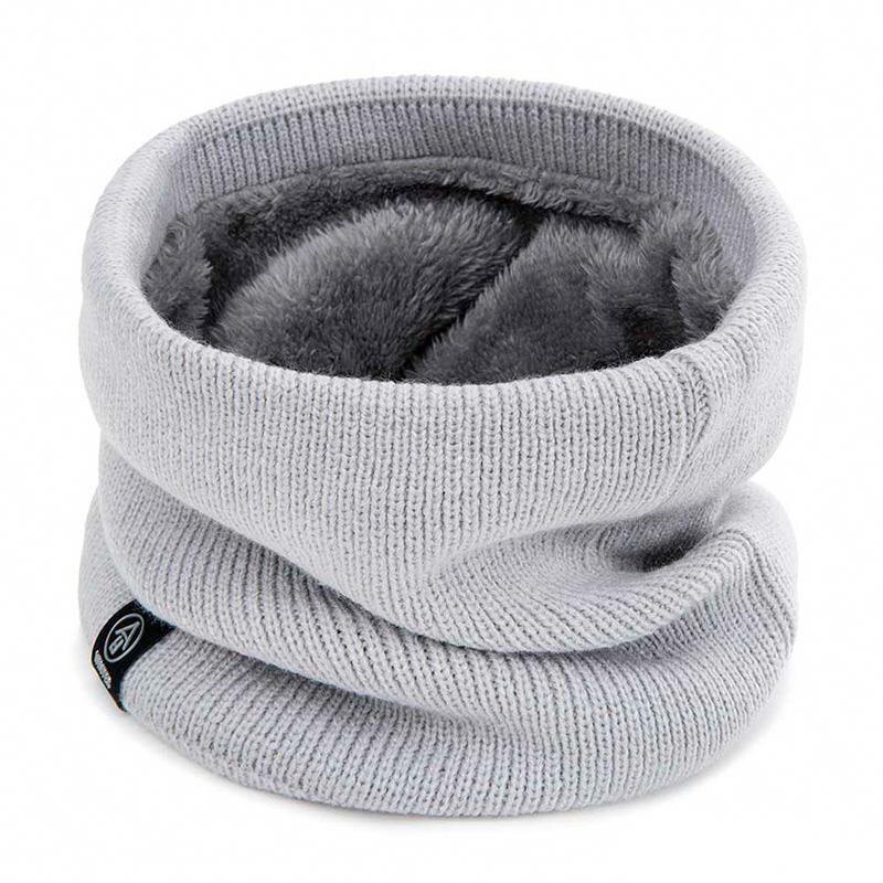 Sciarpa calda invernale per ragazzi ragazze bambini sciarpa per bambini sciarpe con collo in lana spessa sciarpa anello in maglia di cotone sciarpe solide: K Light gray