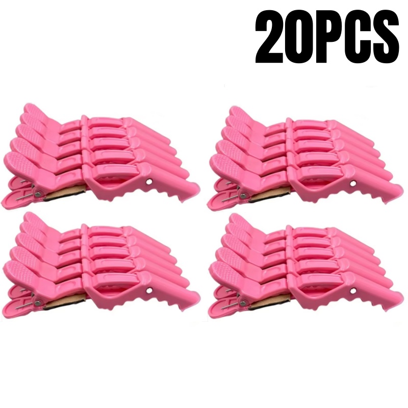 Pinzas para el cabello de cocodrilo, pinzas de peluquería, pinza de plástico para el cabello, horquillas de estilismo para salón de barbería , accesorios para el cabello, 5-30 Uds.: Rojo rosado