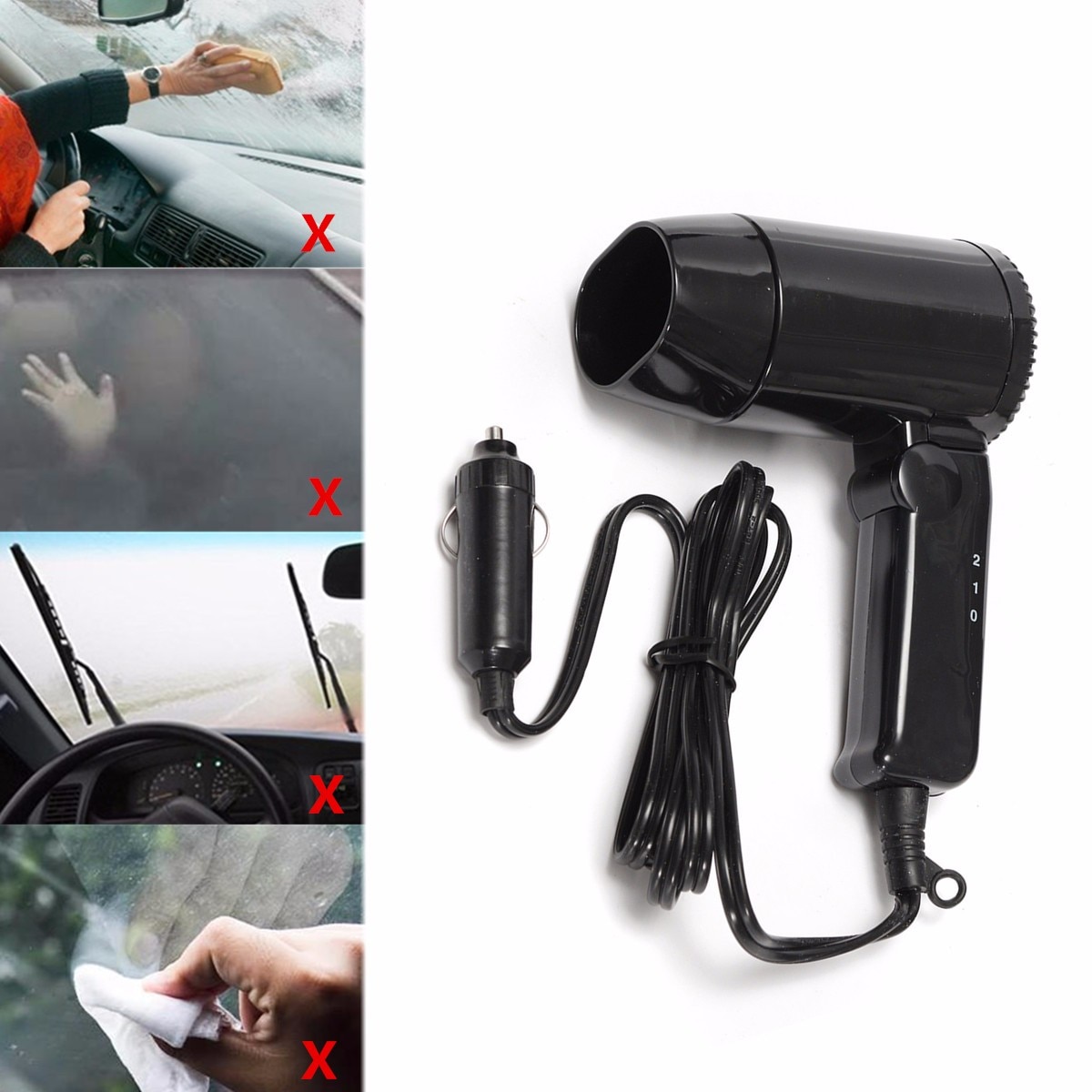 DC12V Auto Warmte Föhn 216W Draagbare Opvouwbare Blower Wind 2 Speed Met Vouwen Handvat voor Auto Voertuig venster De-glazuur