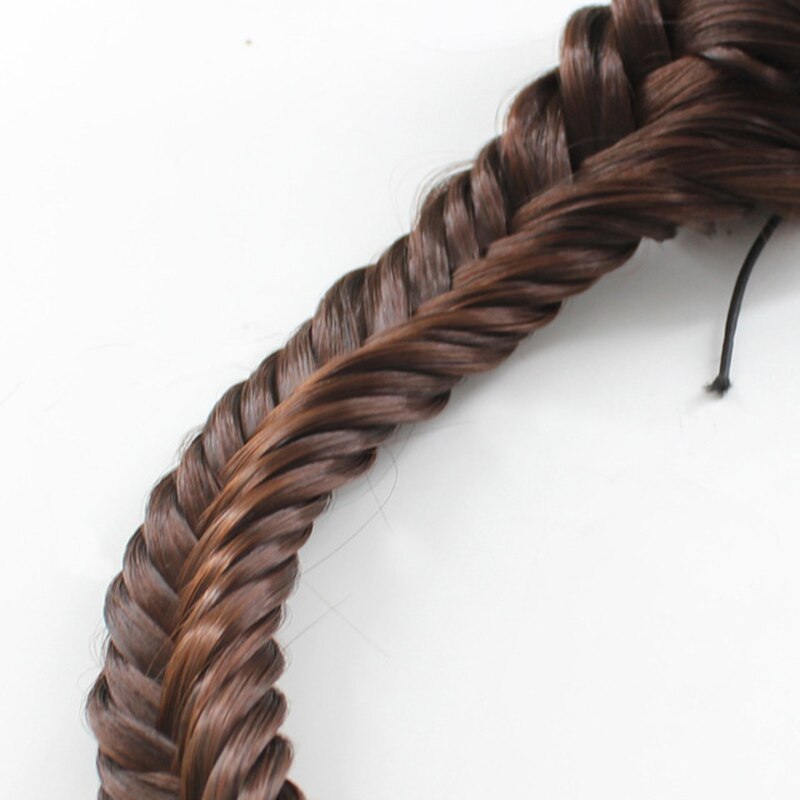 Extensiones de cola de caballo sintética de color marrón Trenza para el cabello cola de caballo con cordón para mujeres colas de pez fibra de alta temperatura