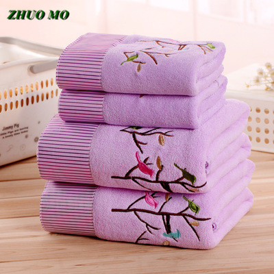 Zhuo Mo 3Pcs Sneldrogende Cartoon Bomen 3 Kleuren Microfiber Handdoek Set Badhanddoek Gezicht Strandlaken Volwassen toallas Voor Badkamer