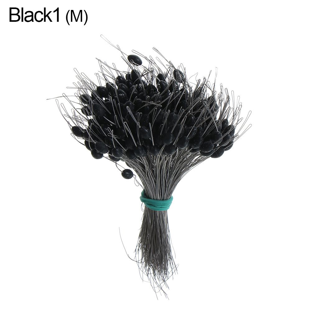 300pcs/pack Black Float Fishing Bobber Silicone Stopper Space Bean Connector Fishing Line Resistance Fishing Accessories 3 Sizes: M-black 1