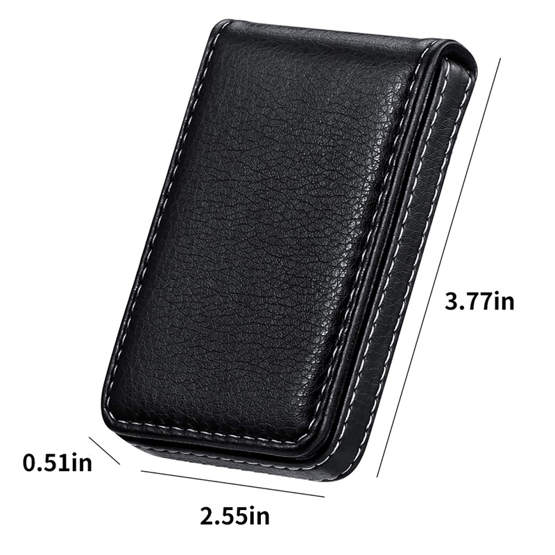 2 Pieces Business Card Wallet PU Leather Business Card Case Pocket Business Name Card Holder with Magnetic Shut