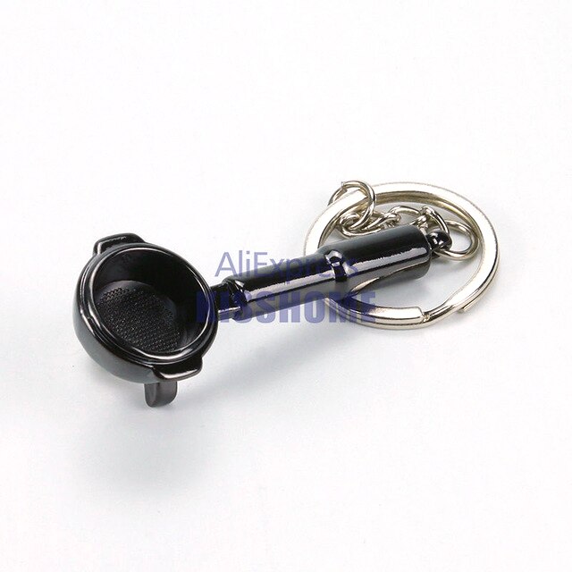 Barista Koffie Tamper Sleutelhanger - Espresso Accessoires - Draagbare Koffie - Metalen Handvat: Zilver