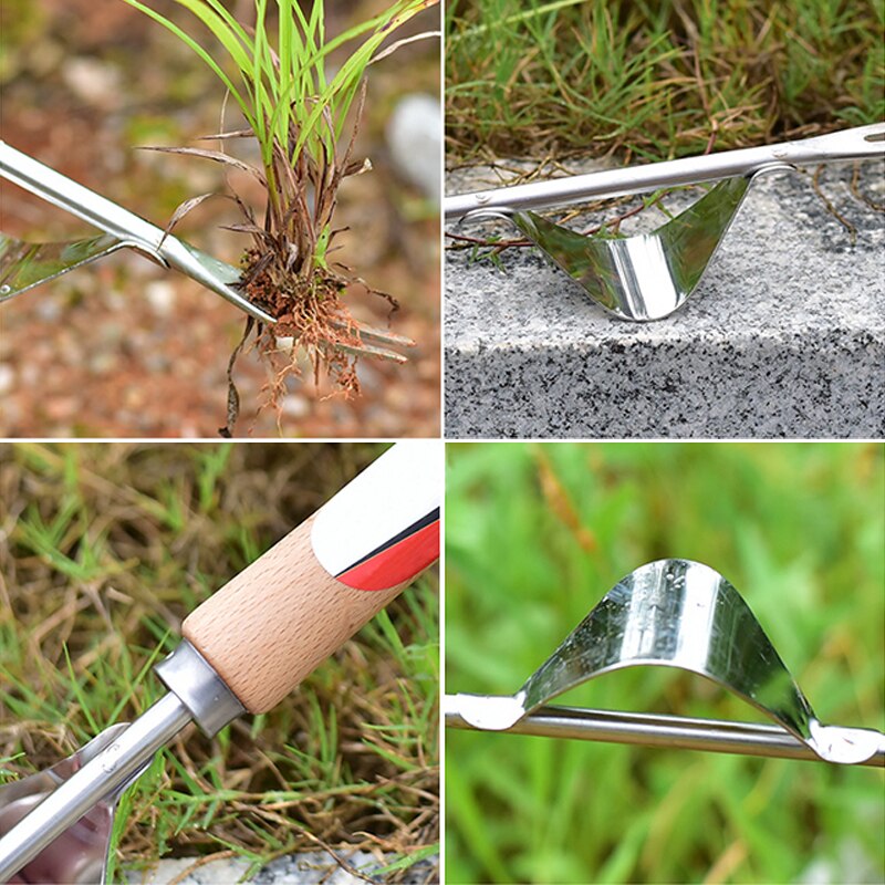 Cabezal de Metal para jardín, deshierbe Manual con mango de madera, elimina pala para malas hierbas, utensilios de corte para patio, 1 ud.