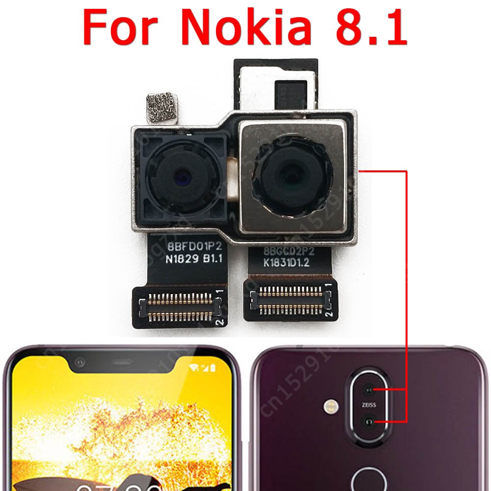 Originele Achteruitrijcamera Voor Nokia 8.1 X7 Back View Belangrijkste Grote Backside Camera Module Flex Kabel Vervangende Onderdelen
