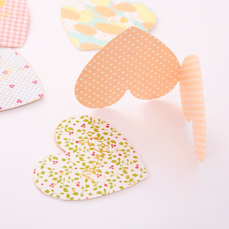 10pcs/set greeting card blessing language cardheart-shaped folding message card birthday business card