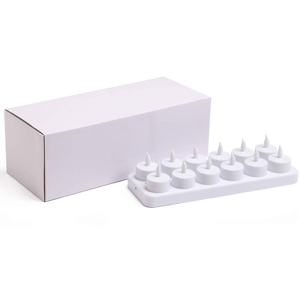 Vela recargable LED parpadeante o no parpadeante, luz amarilla o blanca, simulación de llama, luz de té, decoración de boda, 12 Uds.
