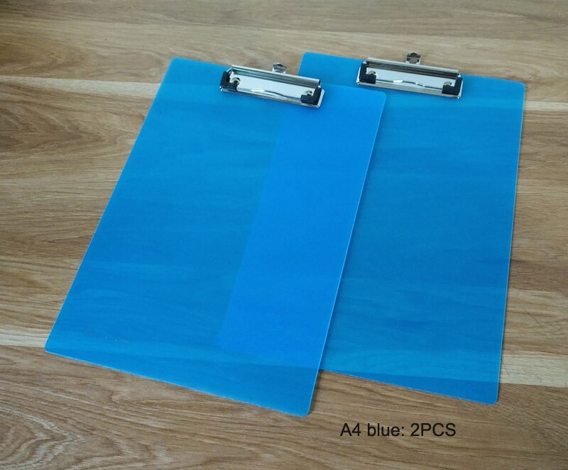 A4 A5 size PVC plastic filing clipboard memo pad folder writing pad paper folder holder for office and school supplies: A4 blue 2PCS