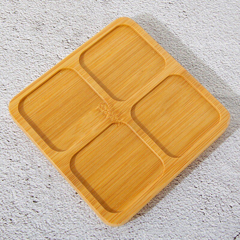 Bols en bambou naturel assiettes pour plantes succulentes Pots plateaux Base Stander décor de jardin décoration de la maison rond carré plateau artisanat