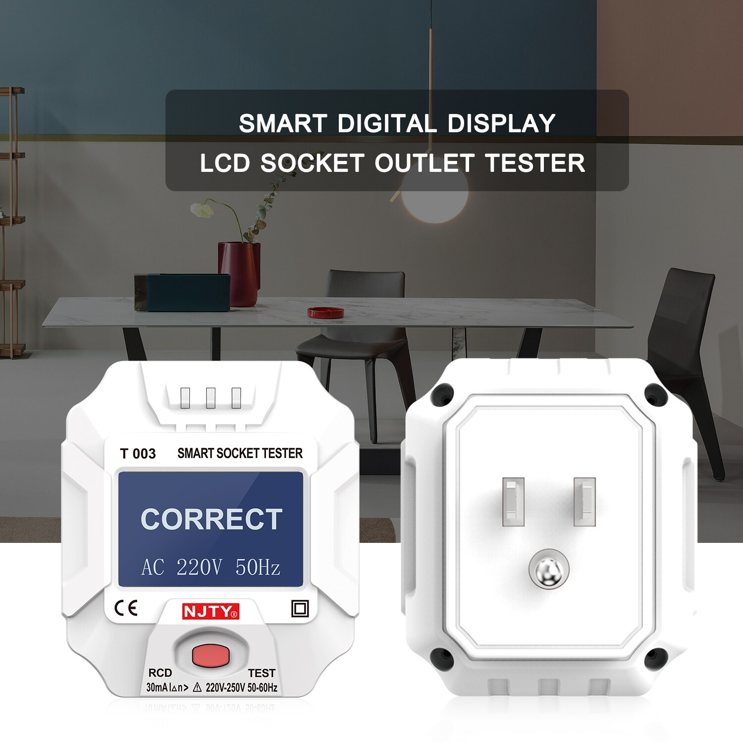 NJTY 90~120V Socket Outlet Tester Smart Socket Tester Digital Display LCD Socket Tester Circuit Polarity Detector Wall Plug