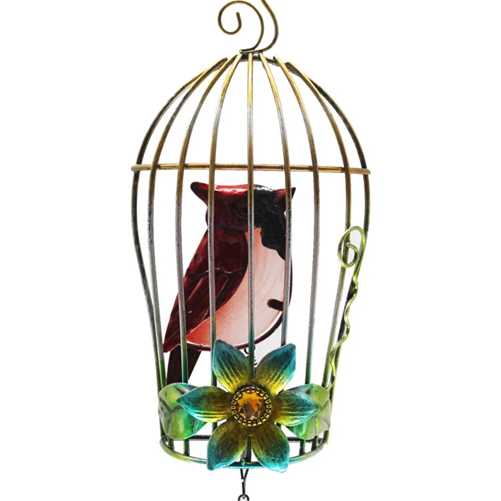 1PC métal tridimensionnel oiseau cage vent carillons fer forgé verre peinture en aérosol artisanat jardin balcon ornements