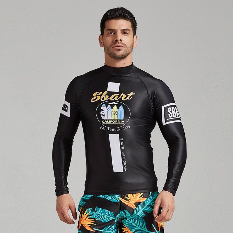 Men's Long Sleeve Rashguard Swim Shirt uv Sun Protection upf 50+ Workout Athletic T-Shirts Lightweight Fishing Hiking Black