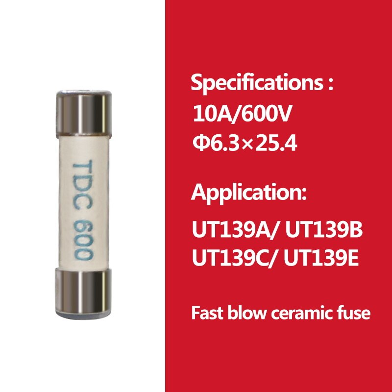 2pcs/lot UNI-T Cartridge Fuse Fast Fuse Porcelain Tube For Uni-t Multimeter UT139 UT890 UT39 UT105 UT171 Series: 10A 600V