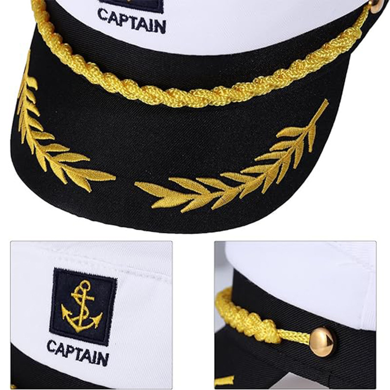 Sombrero de capitán marinero yate para adultos, sombrero de ajustable para hombres y mujeres, vestido de baile de maquillaje, evento, excelentes accesorios elegantes