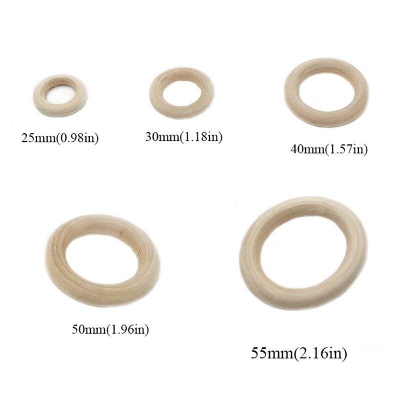 Houten ringen, natuurlijke houten ringen voor knutselen, doe-het-zelf babybijtringen, onafgewerkte houten cirkels, hangerconnectoren, sieraden maken