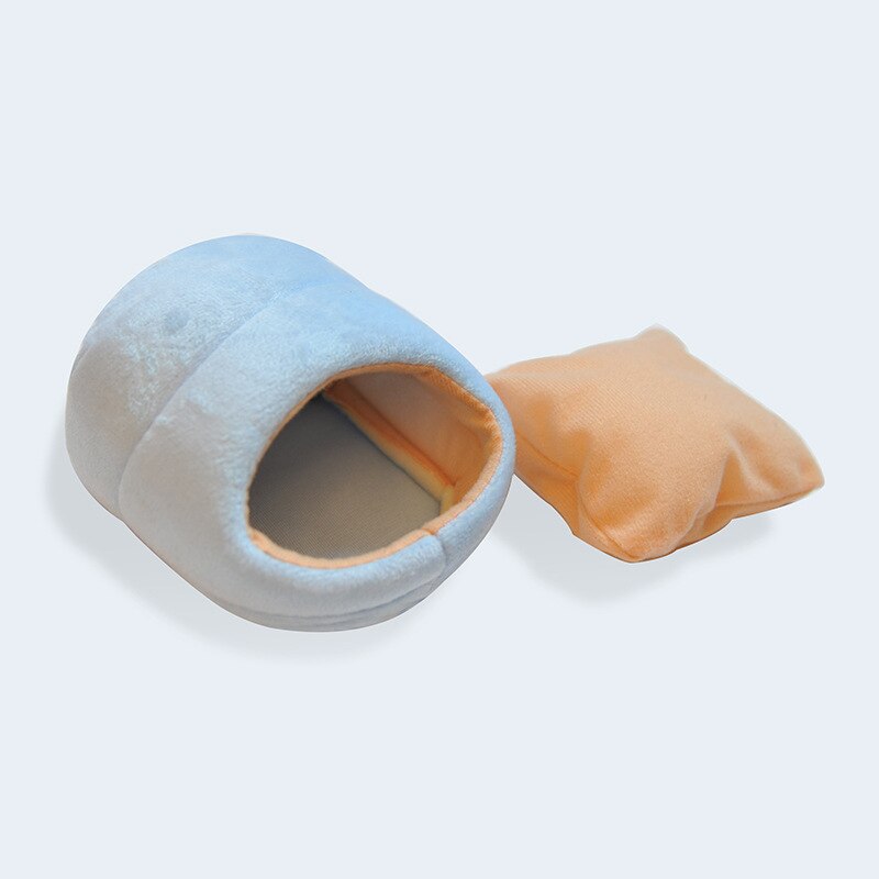 Małe zwierzęta domowe jesienne ciepłe zimowe kapcie gniazdo chomika łóżko złoty jedwab niedźwiedź jeż zimowe bawełniane łóżko: niebieski / S-13.5x13.5x7cm
