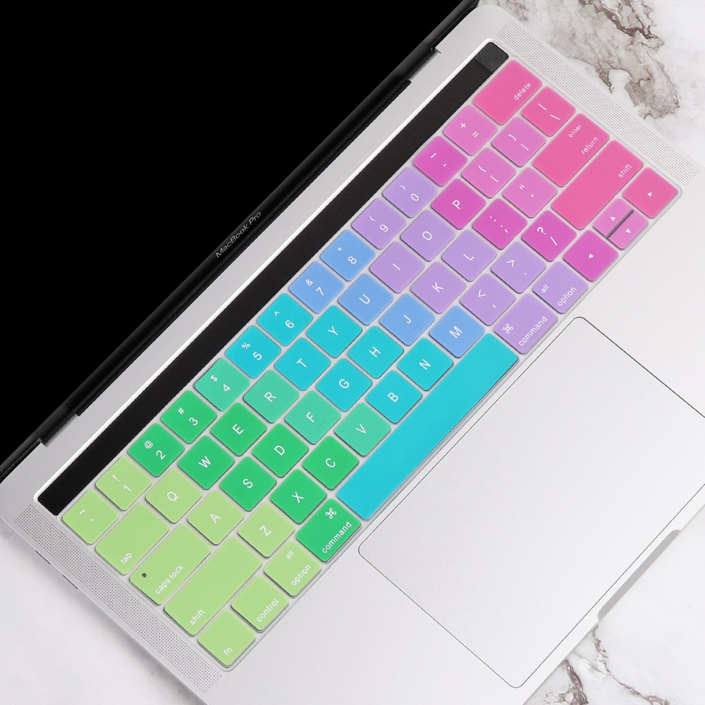 Ons Gradiënt Kleurrijke Silicone Toetsenbord Cover Skin Voor Macbook Pro 13 15 Inch Touch Bar A2159 A1989 A1990 Toetsenbord protector: Colorful