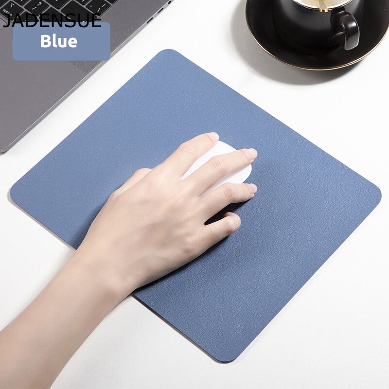 Lindo Mouse Pad de cuero de la PU de Color sólido Simple escritorio Mats impermeable de la Oficina alfombrilla de ratón para portátil Juegos de ordenador Deskpad: 25x21cm Blue