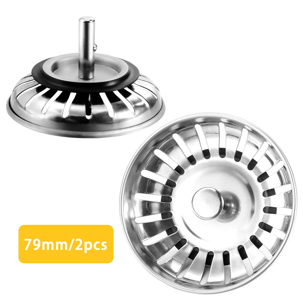 2pcs Stainless Steel Sink Strainer Plug Kitchen Sink Waste Strainer Plug Plug for Kitchen/Bathroom for UK Sinks (79-81-84mm): 2pcs 79mm