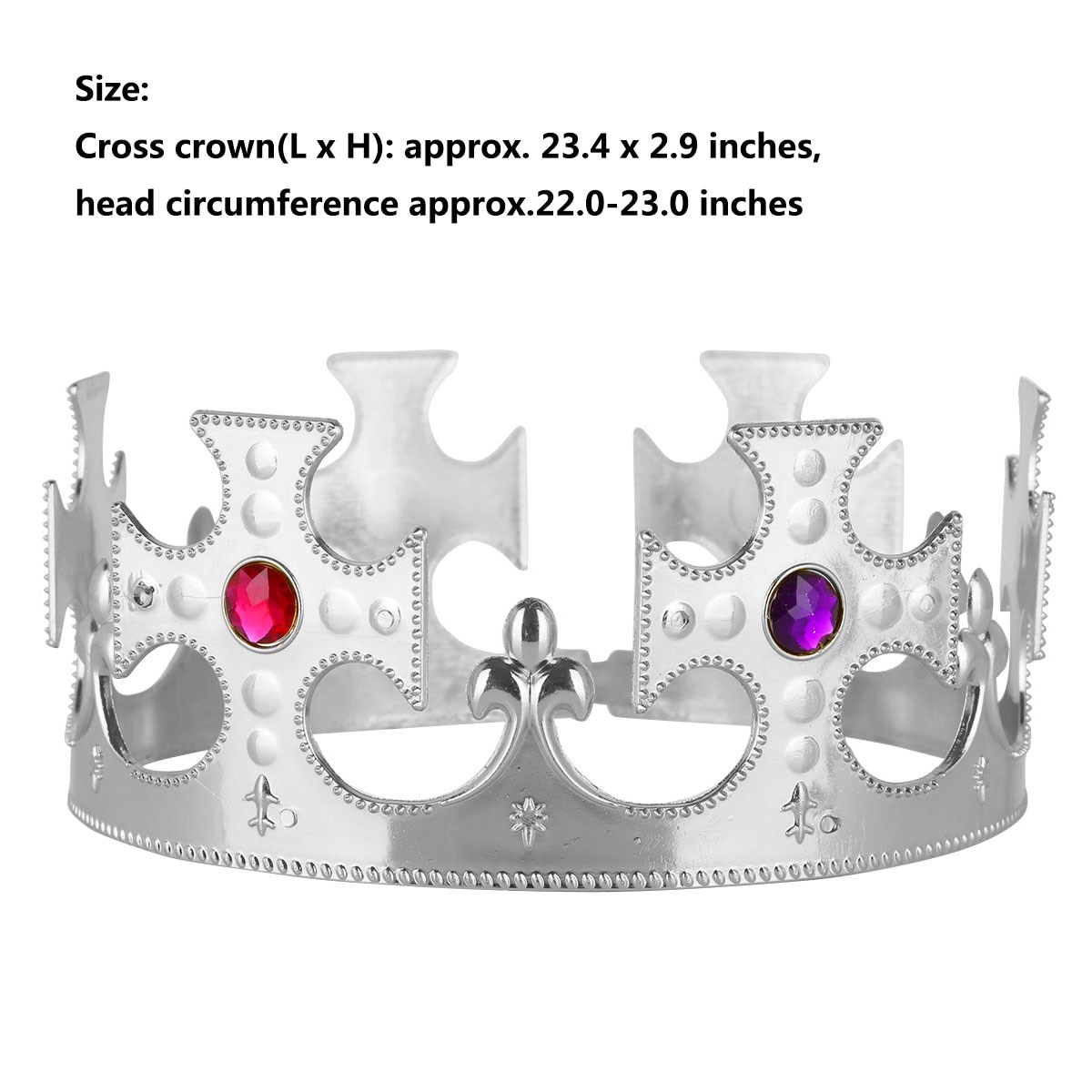 Set of 4 Pieces Children Jeweled Royal King Crowns Queen Princess Tiara Kids Halloween Roleplay Theme Party Costume Accessories
