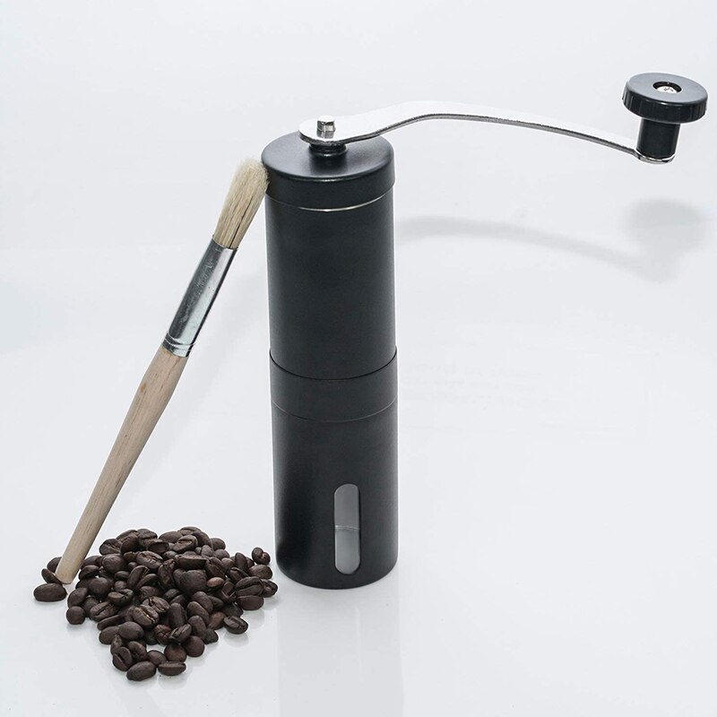 Black 304 Stainless Steel Manual Coffee Grinder, Manual Coffee Grinder, Coffee Grinder, Manual Pepper Grinder with Cleaning Brus