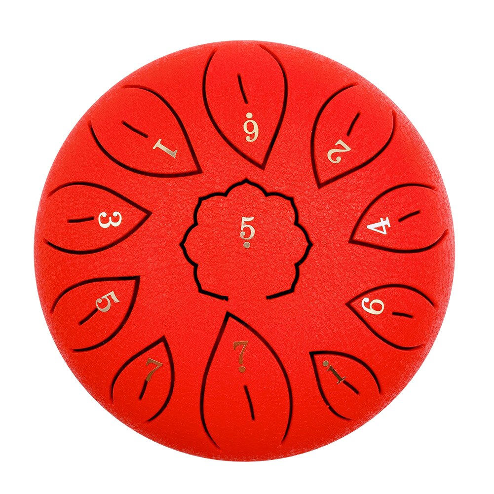 6 inch Steel Tongue Drum 11 Tune Notes Percussion Musical Instrument Hand Pan Tank Drum with Bag Drumsticks Sticker Instruments: Red