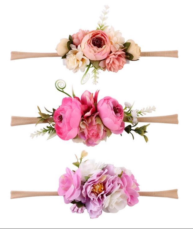 Accessori Dei Capelli Della Neonata 3pz Bambini Del bambino Del Fiore di Cerimonia Nuziale Ghirlanda di Capelli Della fascia Floreale corona Fotografia: 17835D