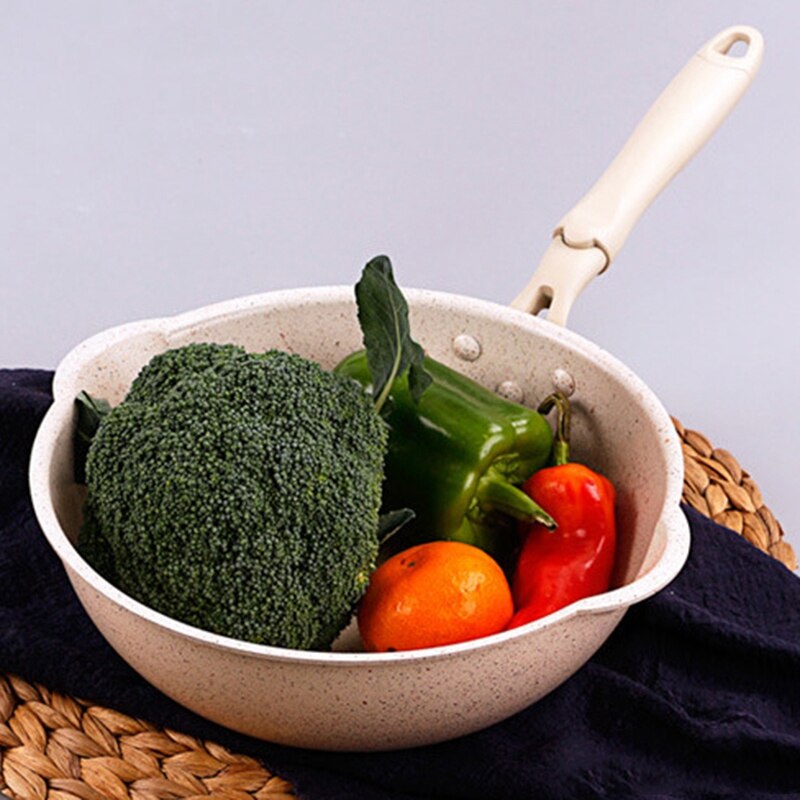 Verdikte Bodem Steen Koekenpan Multifunctionele Non-stick Pannen Diepe Nougat Pot Grote Mond Wok Pan 24Cm