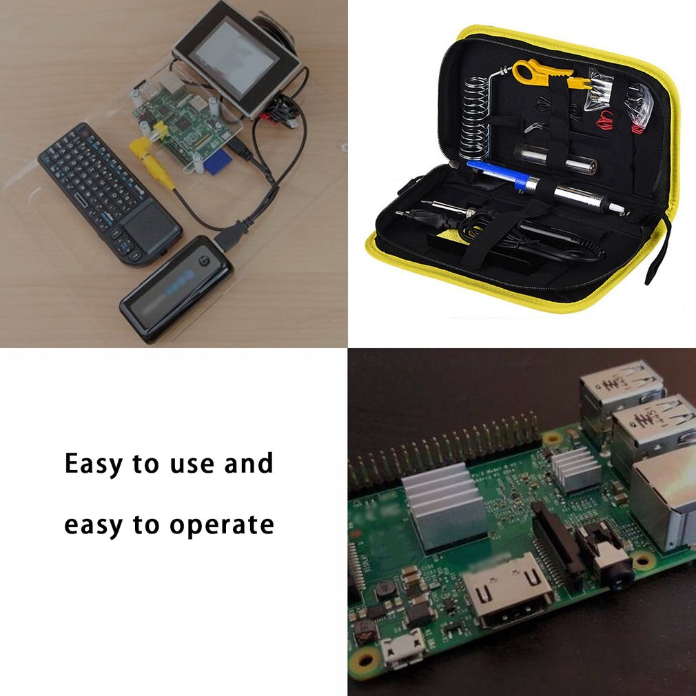 Soldering Iron Kit Adjustable Temperature 220V 80W LCD Solder Welding Tools Ceramic Heater Soldering Tips Desoldering Pump Set