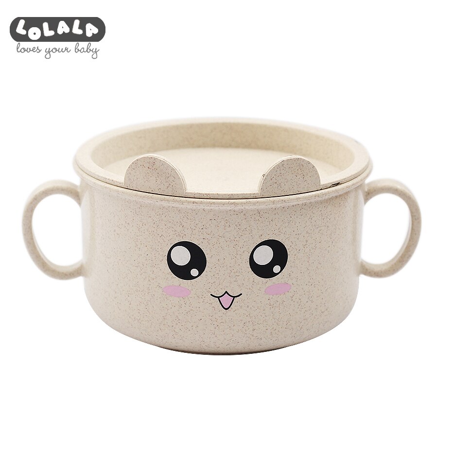 Kids Baby Plate Dishes Bowl With Material of wheat Platycodon grandiflorum Feeding Food Plate Tray Dishes For Baby Toddler Cute: Beige Set