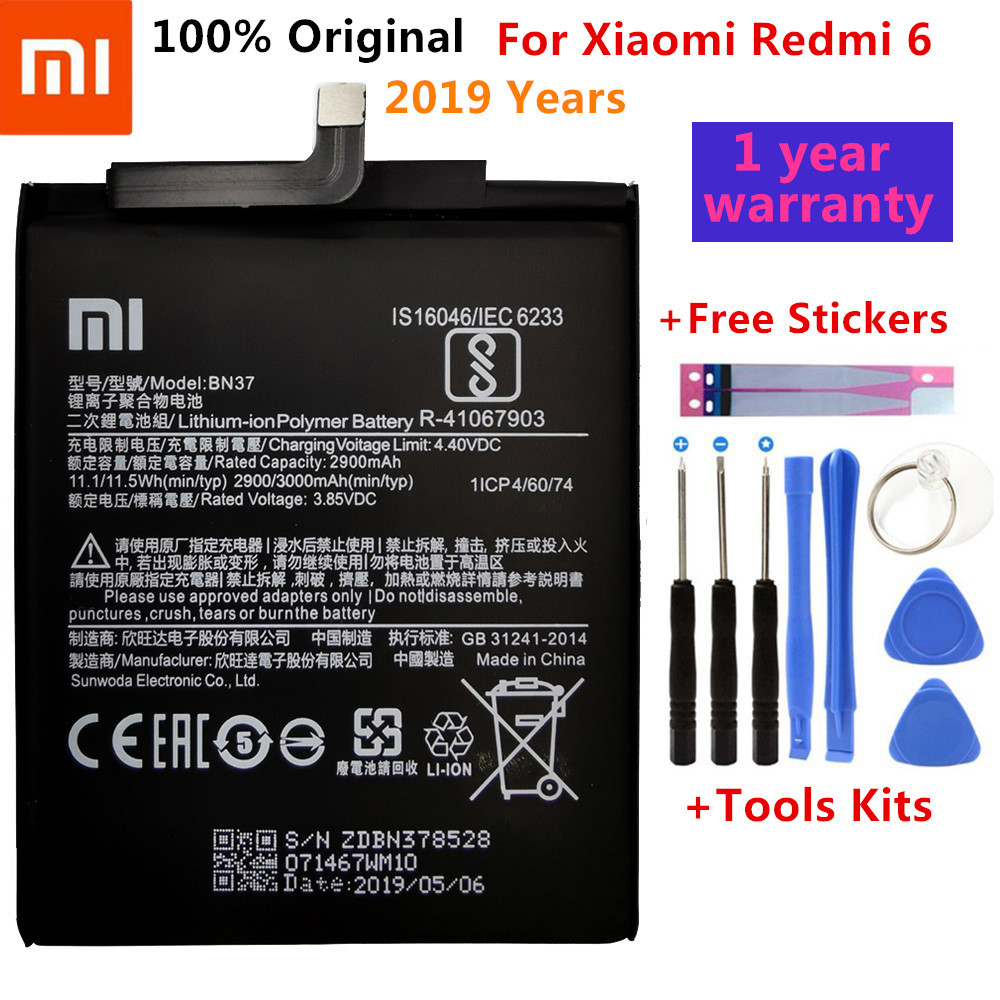 Xiao Mi Originele Batterij BN37 3000 Mah Voor Xiao Mi Rode Mi 6 Rode Mi 6 Rode Mi 6A Telefoon Vervanging Batterijen + Gratis Tools