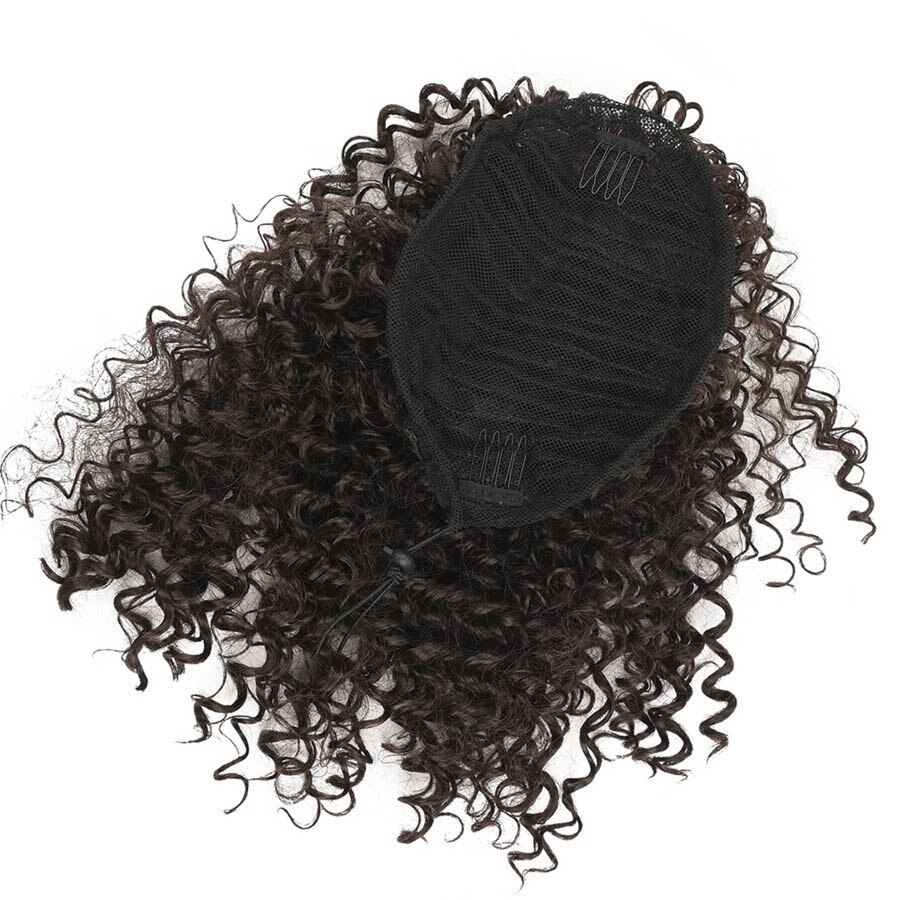 Refined Hair Synthetic Curly Ponytail 8 Inch Mixed Color Drawstring Ponytail Hairpieces With Two Combs Black Brown Burgundy: 2