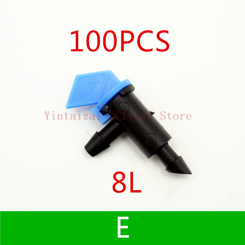100PCS Pressure Compensating Dripper Adjustable Drippers Flag Emitters For Greenhouse Watering Drip Irrigation Fittings: E   100pcs
