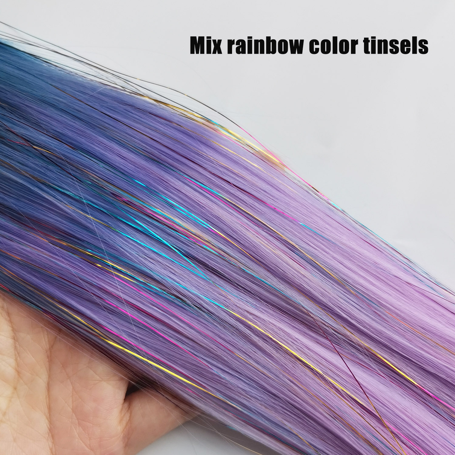 Extensão de rabo de cavalo roxo azul com laço de cabelo elástico glitter trança de cabelo para crianças meninas cabelo louco dia corajoso cabelo