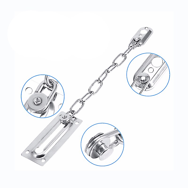 Sliding Door Lock Chrome Door Lock Chain Bolt Safety Chain Hotel Office Security Chain Gate Cabinet Latches Decorative Hardware