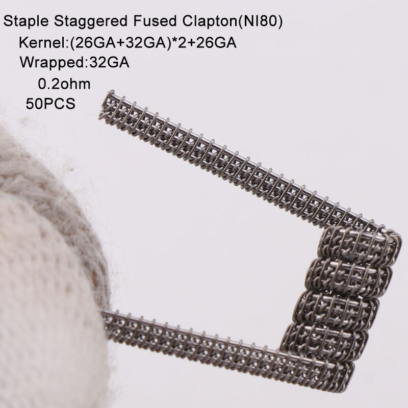 XFKM NI80 50 stks/pak Giant juggernaut coils Seper juggernaut Clapton coil Alien taiji super Clapton Verwarming Weerstand rda coil: staple-sta-fu-n80-50