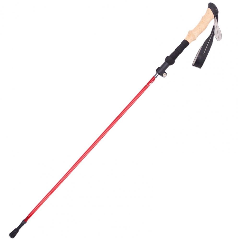 Lightweight Aluminum Alloy Folding Trekking Pole Hiking 5 Section Walking Stick: Red