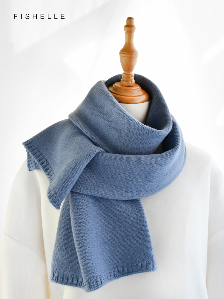 Fresh green wool small scarf women autumn winter warm knitted solid color scarves luxury kids adults christmas year