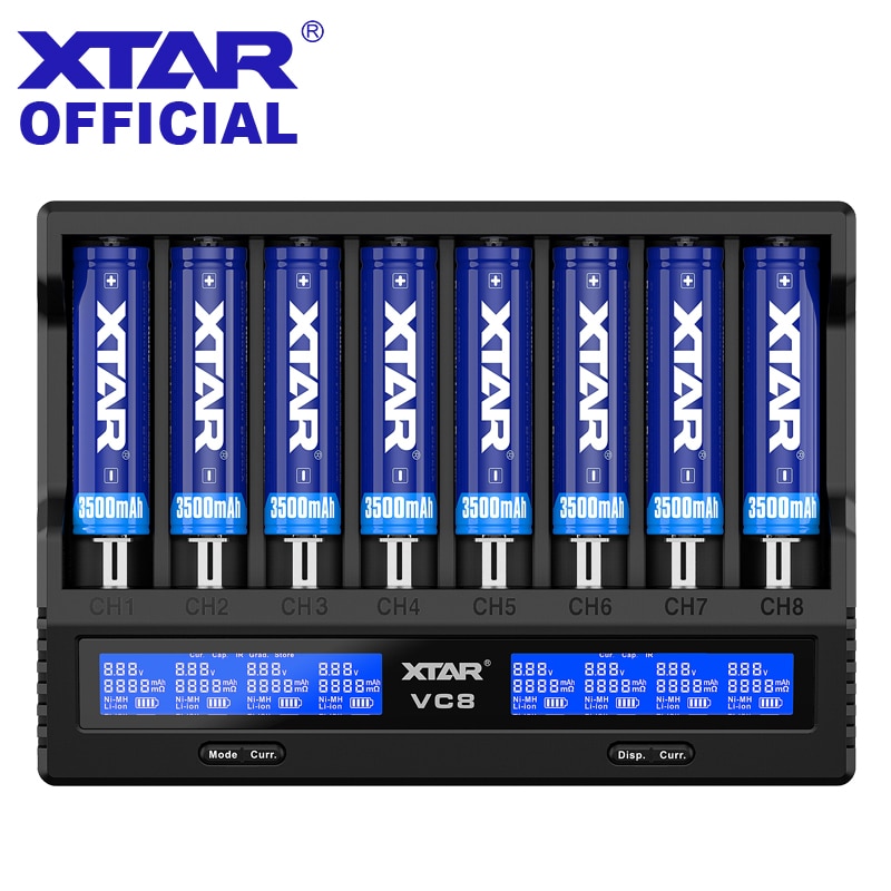 XTAR Batery Charger VC8 VC4 VC4S USB Charger Charging AAA AA Rechargeable Li-ion Batteries 10400-26650 20700 21700 18650 Charger