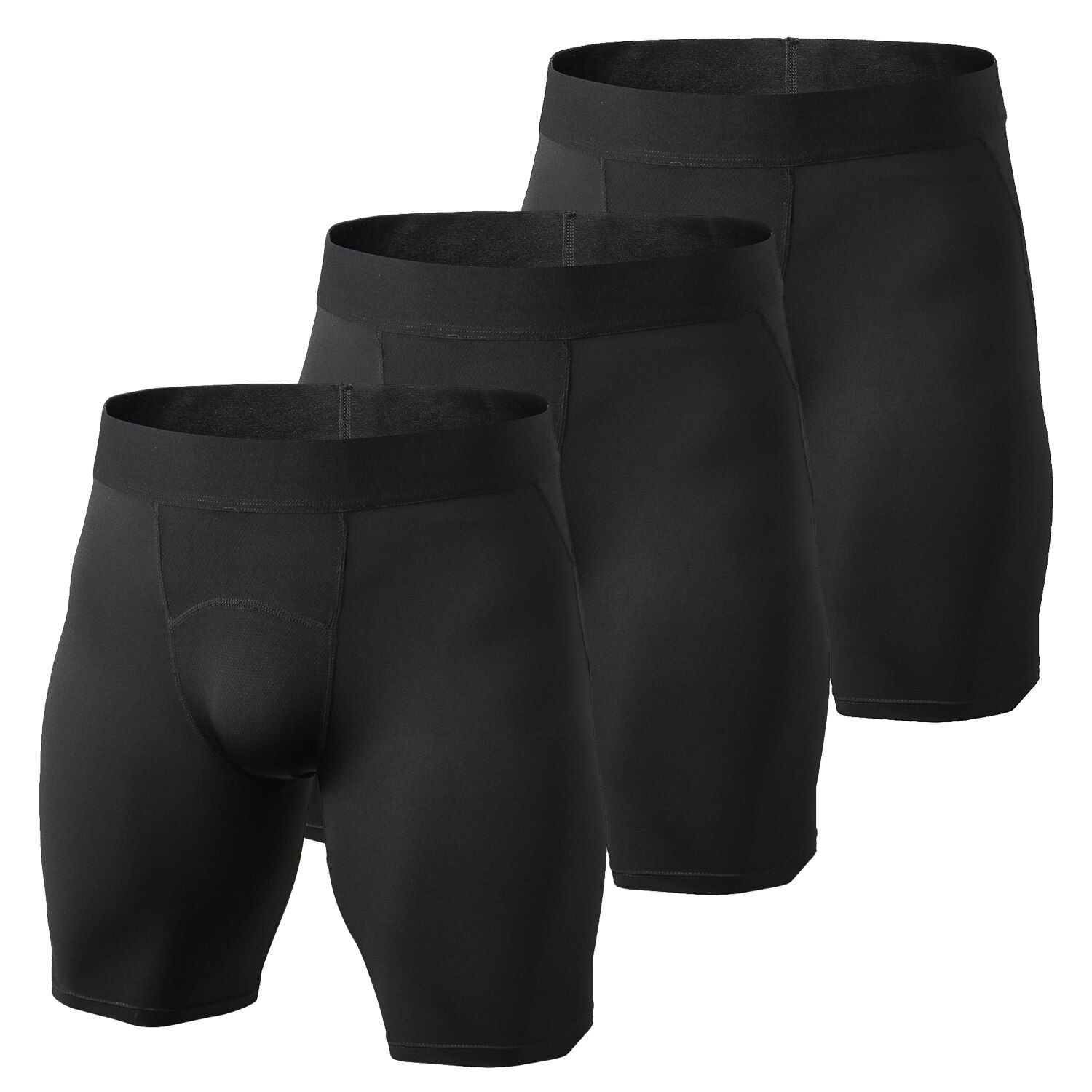 3 pakke mænds sportsundertøj åndbar bokseundertøj mænd kompressionsshorts fitness cykling hurtigtørrende stretch shorts: Xxl / Sort