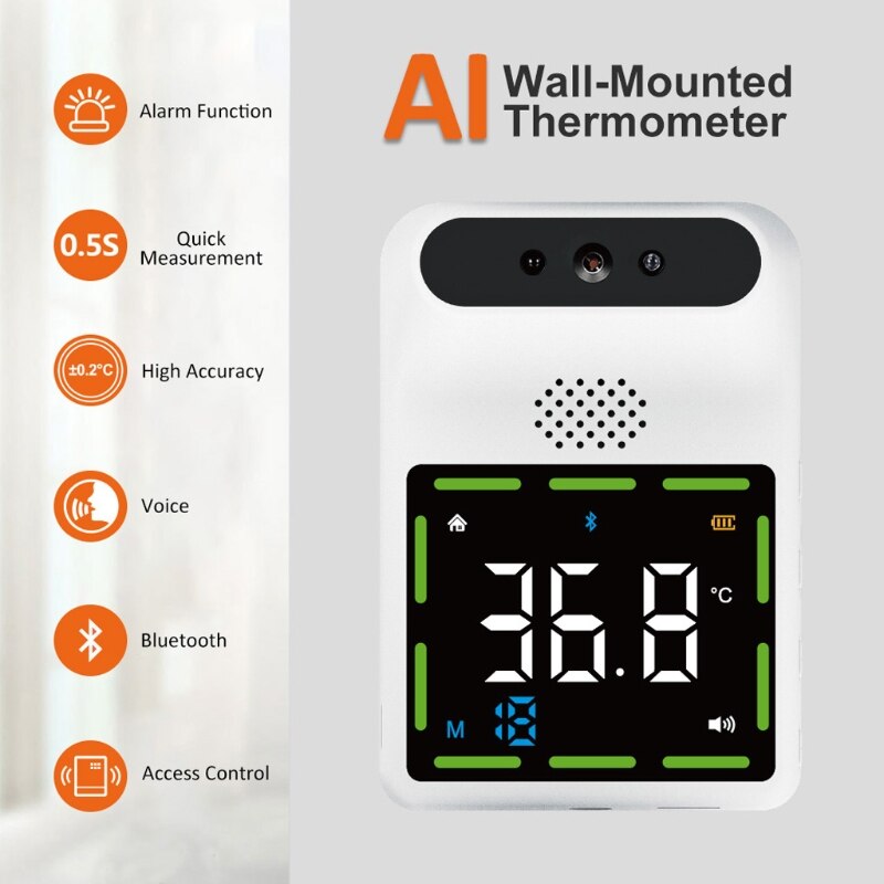 Bluetooth Smart Thermometer ℃/℉ Switchable Standby More Than 60 Days with APP Alarm Accurate Reading LCD Display for School Airp