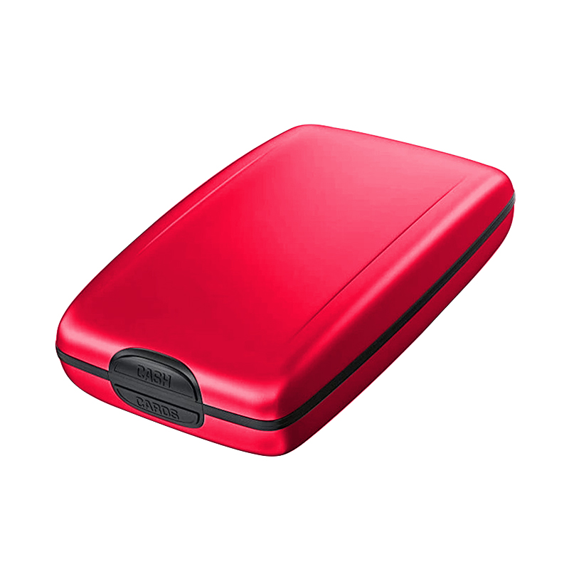 Bank Kaarthouder Blocking Hard Case Wallet Solid Credit Card Anti Scanning Bescherming Credit Kaarthouder Rfid Coin portemonnee: Rood