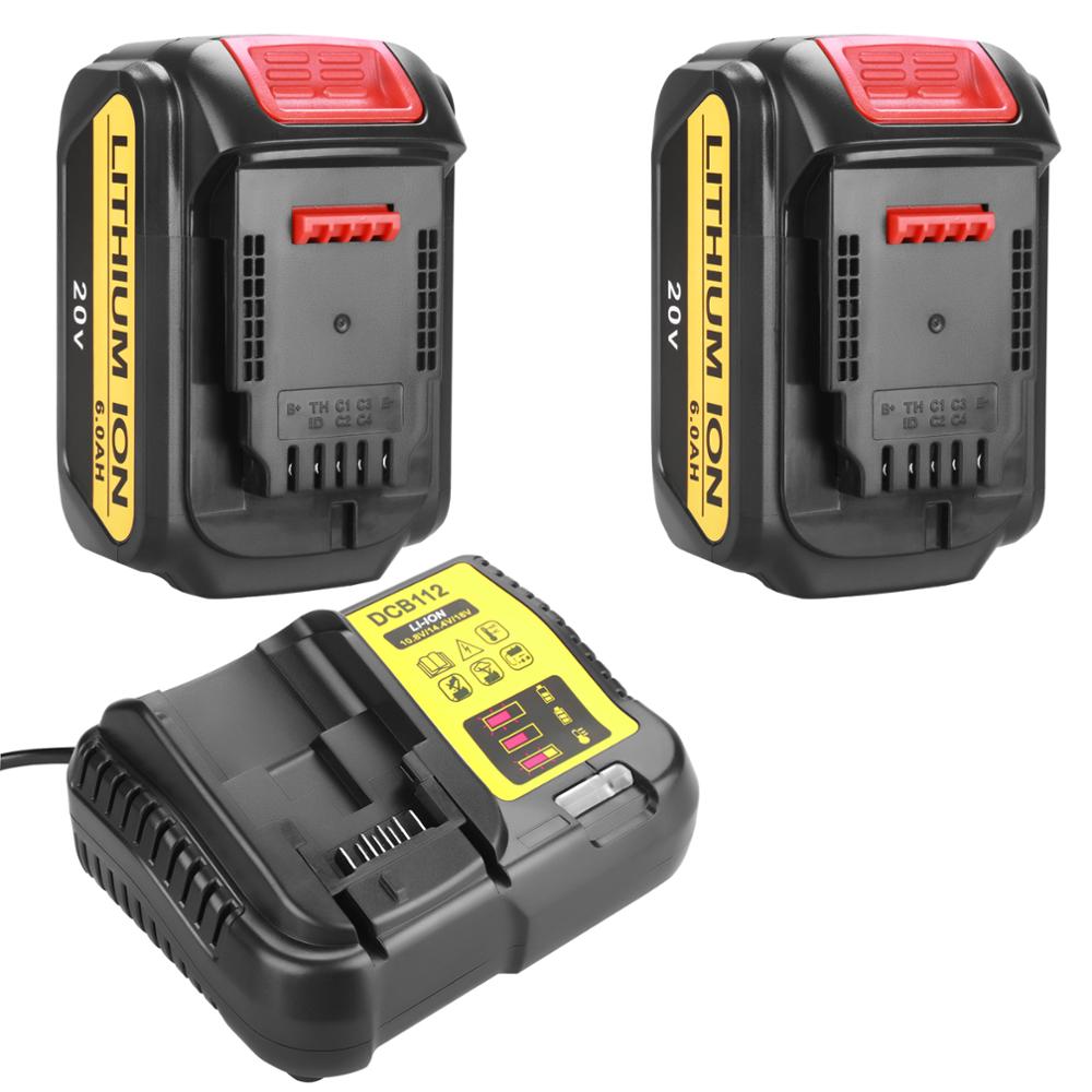 Dcb 200 20v 6ah udskifteligt li-ion batteri kompatibelt med dewalt 18 volt max xr elværktøj lithium batterier