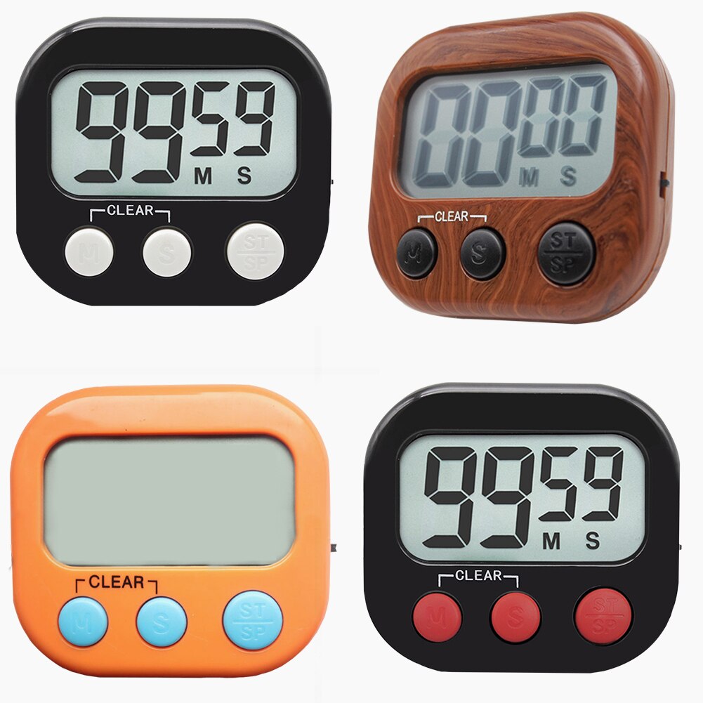 Loud Alarm Clock Kitchen Timer Hanging Hole LCD Screen Time Reminder With Stand Loud Sound Kitchen Gadgets Magnetic Digital