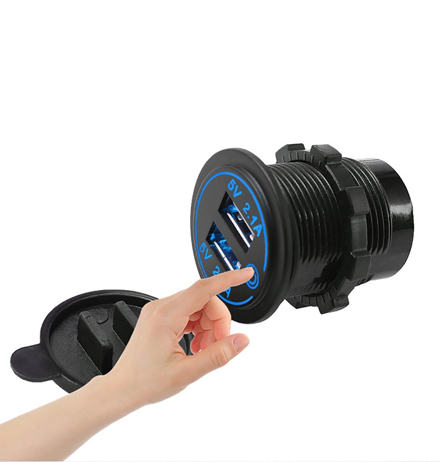 12V-24V Autolader Dual Usb Autolader Adapter Stopcontact Led Voltmeter Voor Auto Boot Marine motorfiets Mobiele Telefoon