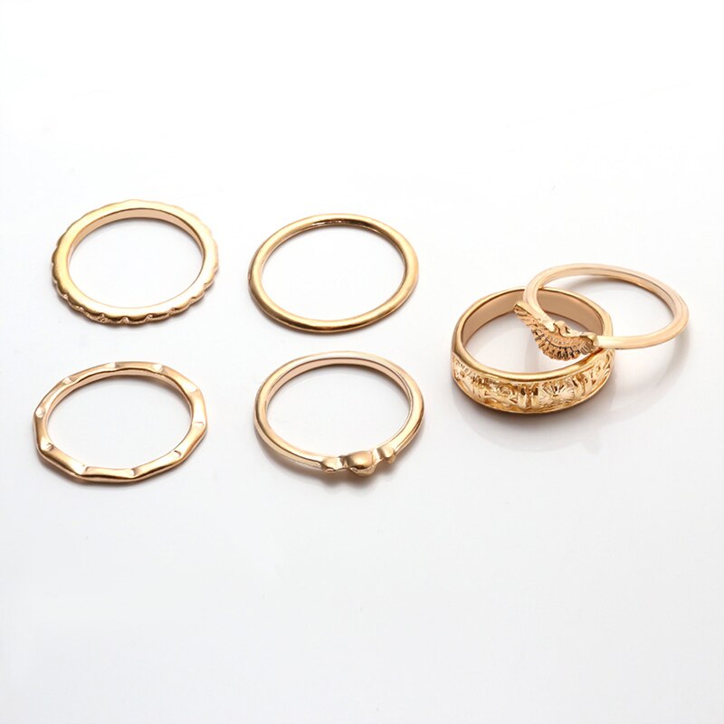 LOVR Jahrgang Gold Ringe Für Frauen Bohemien Ethnischen retro Kristall Blume Blätter Hohl Ring einstellen Knöchel Modeschmuck: Produkt 6