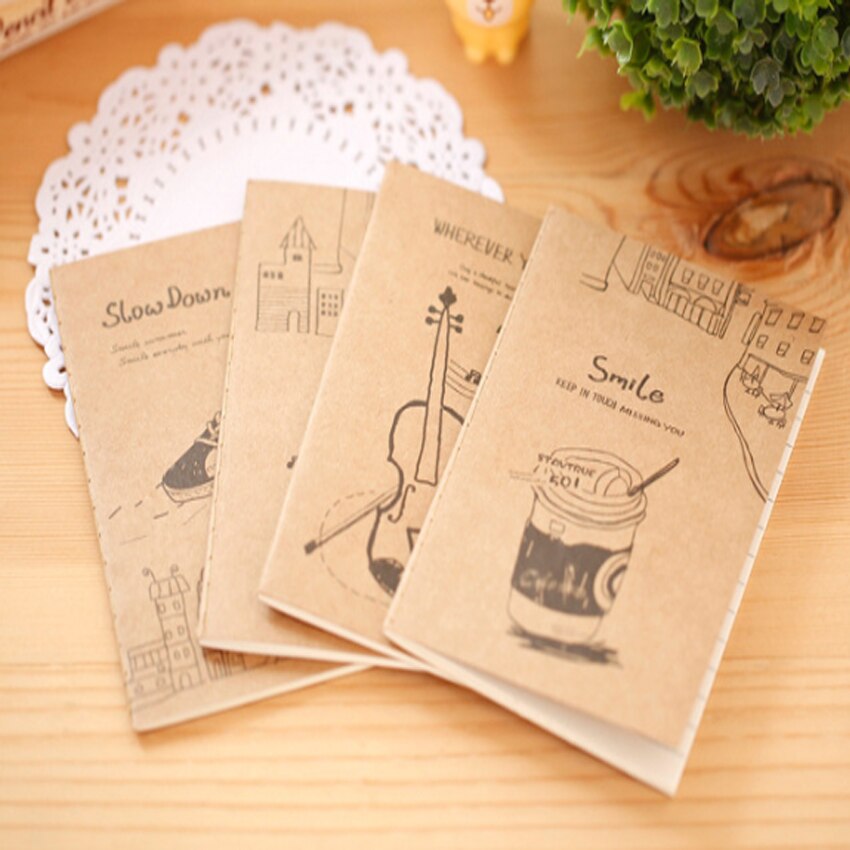 4 unidades/lote de libreta Vintage coreana, libreta pequeña con sonrisa de dibujos animados, cuadernos Retro para ejercicios, suministros escolares y de oficina